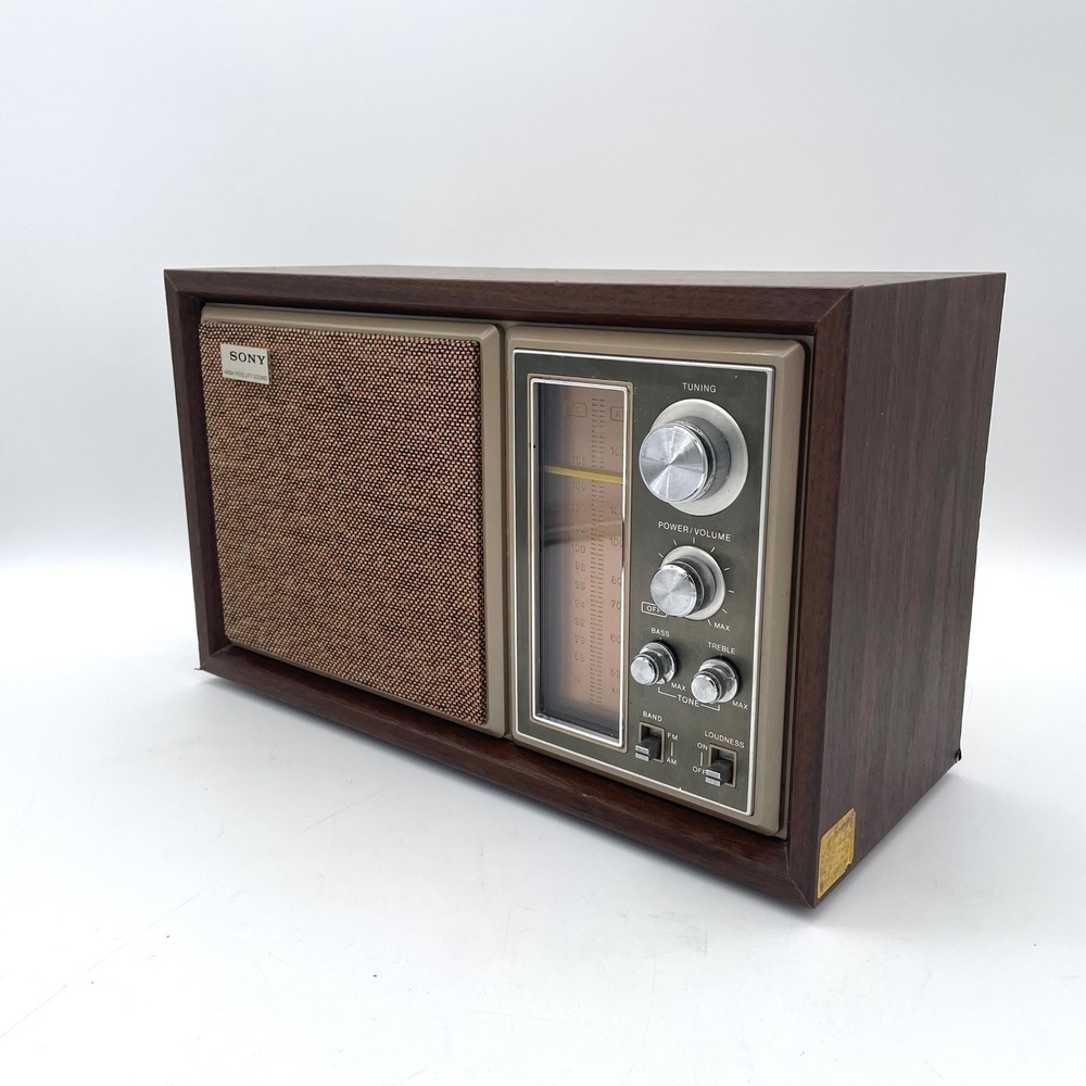 Sony Tabletop Radio ICF-9550W Wood Grain Finish Good Vintage FM AM 8 Transistor